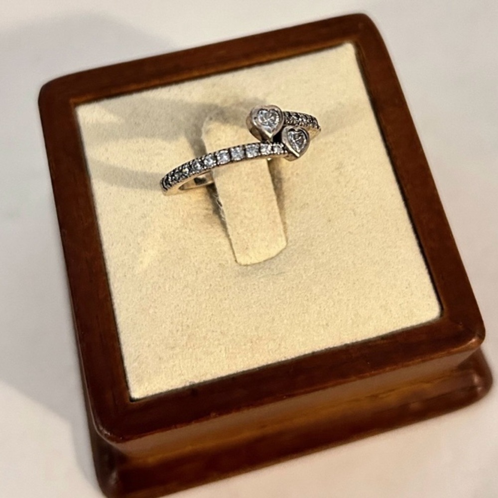 Pandora Infinite Sterling Silver Cubic Zirconia Heartā Ring sz 7